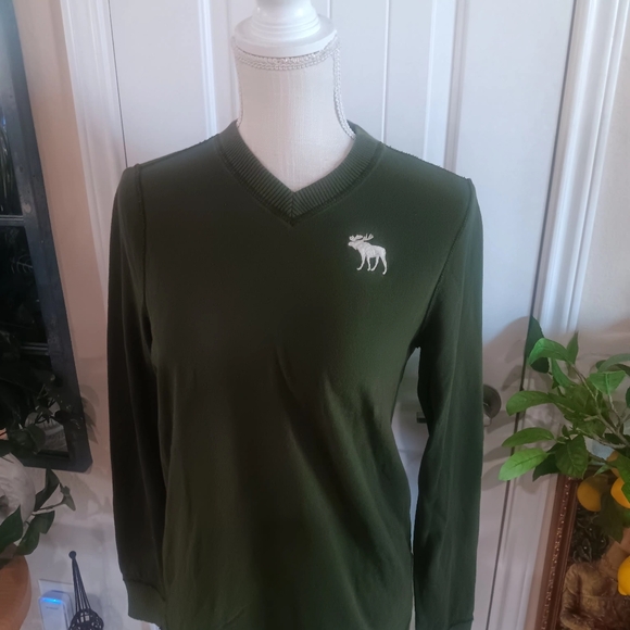 abercrombie kids Cotton Vee Neck Raw Seam Hvy Wt LS Tee Size XL - Picture 3 of 7